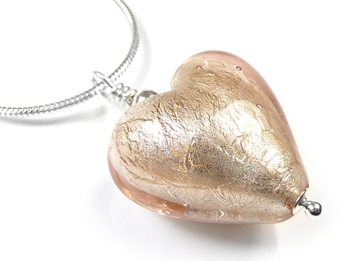 Murano Glass Heart Pendant - Champagne