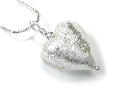 Murano Glass Heart Pendant - Crystal