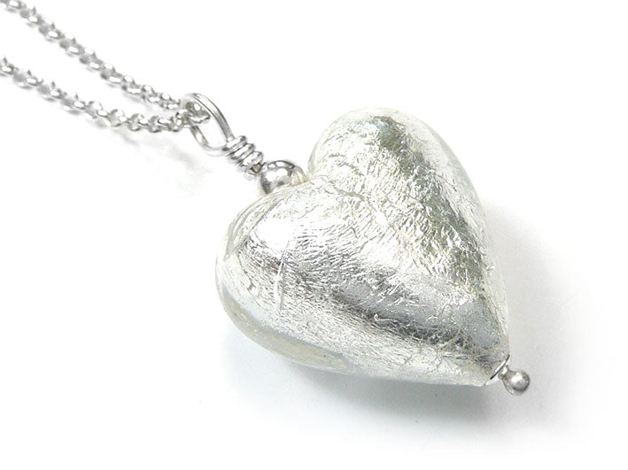 Murano Glass Heart Pendant - Crystal