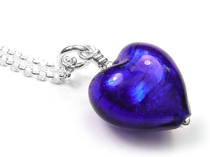 Murano Glass Heart Pendant - Electric Small