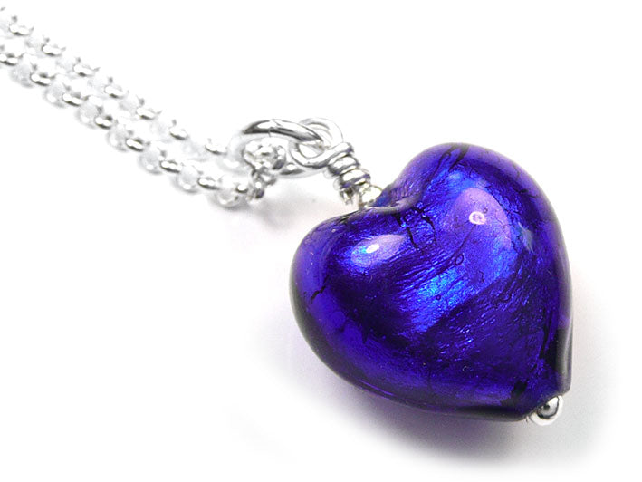 Murano Glass Heart Pendant - Electric Small