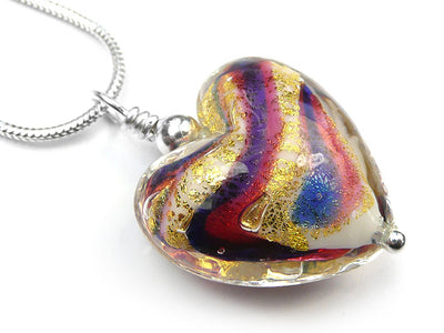 Murano Glass Heart Pendant - Electric and Ruby