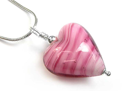 Murano Glass Heart Pendant - Rose White Core