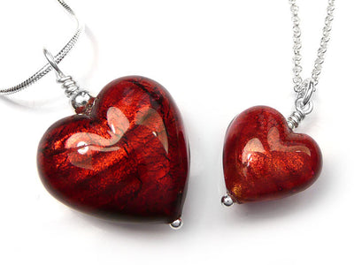 Murano Glass Heart Pendant - Rubino Small