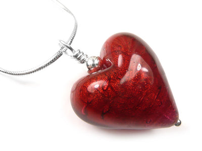 Murano Glass Heart Pendant - Rubino