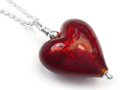 Murano Glass Heart Pendant - Ruby