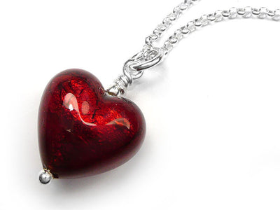 Murano Glass Heart Pendant - Ruby Small