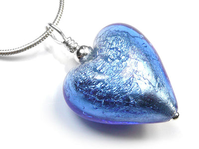 Murano Glass Heart Pendant - Sapphire