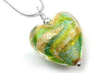 Murano Glass Heart Pendant - Verde Lime
