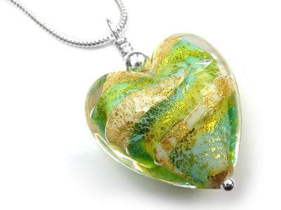 Murano Glass Heart Pendant - Verde Lime