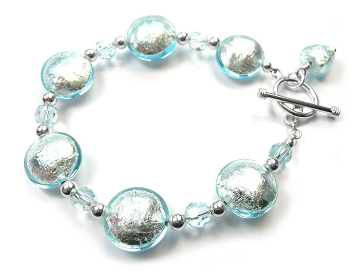 Murano Glass Lentil Bracelet - Aquamarine