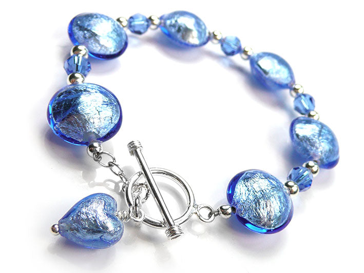 Murano Glass Lentil Bracelet - Sapphire