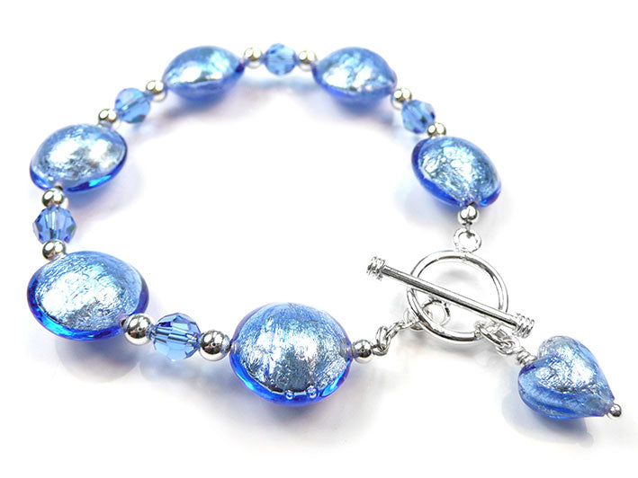 Murano Glass Lentil Bracelet - Sapphire