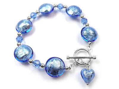 Murano Glass Lentil Bracelet - Sapphire