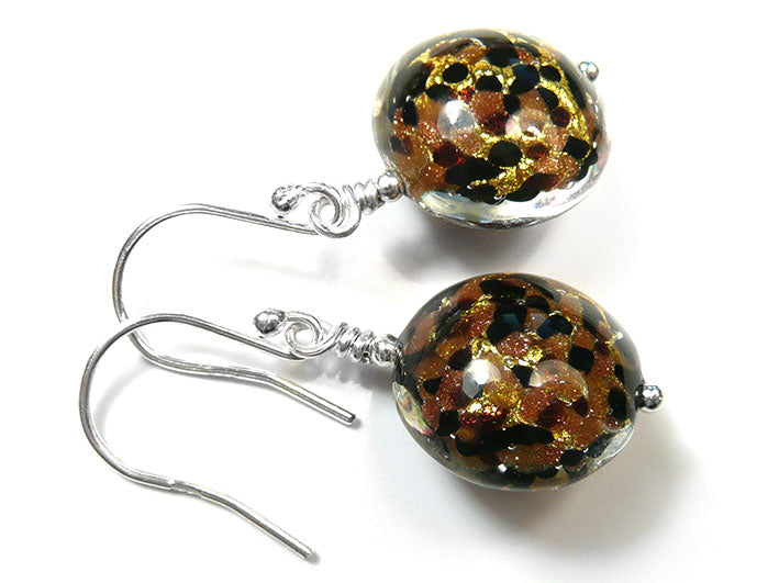 Murano Glass Lentil Earrings - Luna Gold