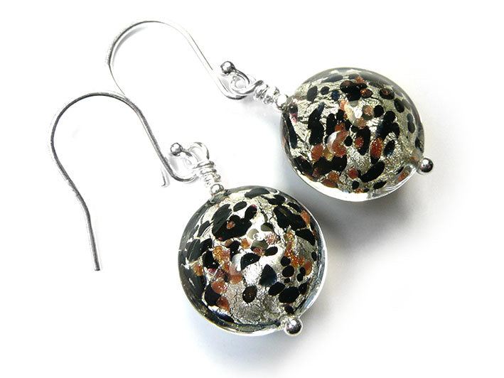 Murano Glass Lentil Earrings - Luna White Gold