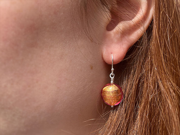 Murano Glass Lentil Earrings - Model