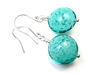 Murano Glass Lentil Earrings - Verde Cloud