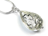 Murano Glass Pendant - Black and White Gold Drop