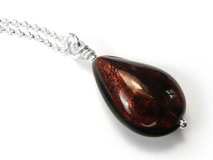 Murano Glass Pendant - Dark Chocolate Drop