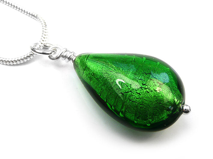 Murano Glass Pendant - Emerald Drop