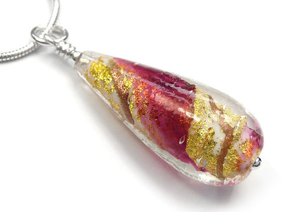 Murano Glass Pendant - Ruby and Rose Drop