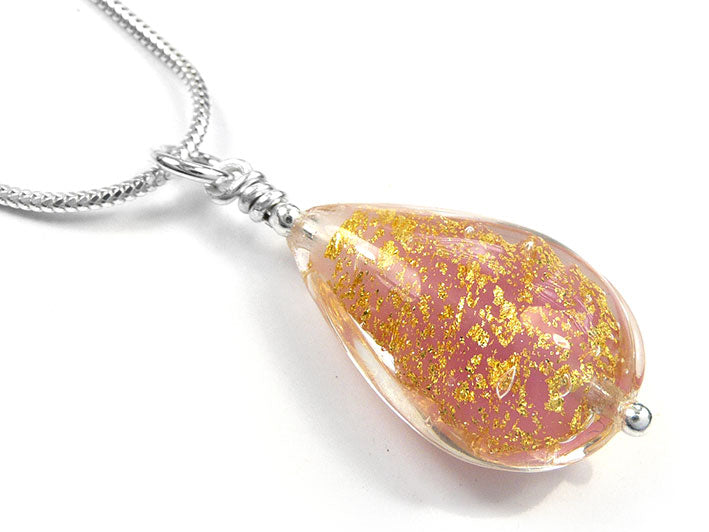 Murano Glass Pendant - Salmon Drop