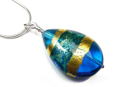 Murano Glass Pendant - Turquoise Blue Drop Large