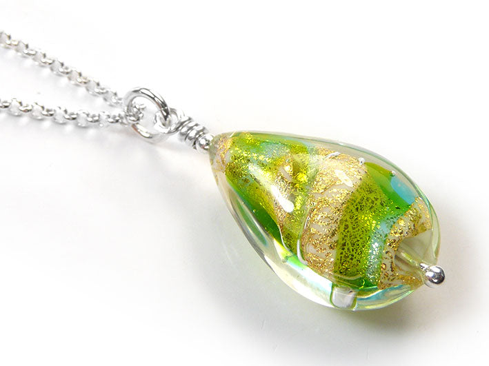 Murano Glass Pendant - Verde Lime Drop