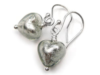 Murano Glass Tiny Heart Earrings - Black Diamond