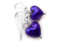 Murano Glass Tiny Heart Earrings - Electric
