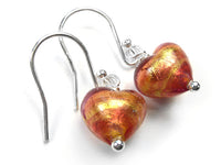 Murano Glass Tiny Heart Earrings - Peach Melba