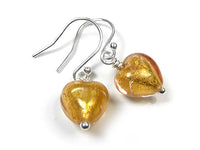 Murano Glass Tiny Heart Earrings - Pink Gold
