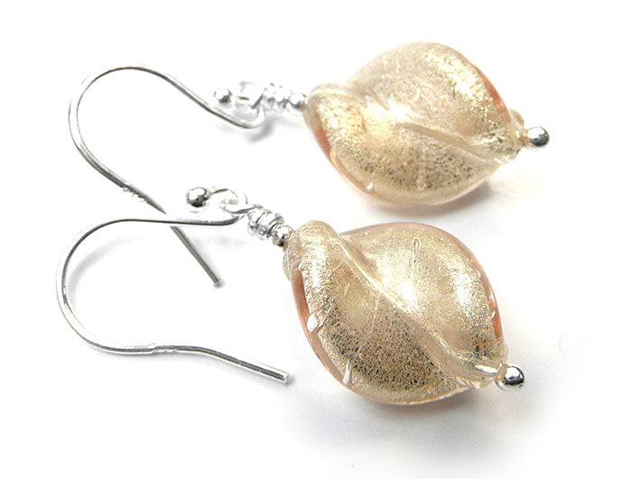 Murano Glass Twist Earrings - Champagne