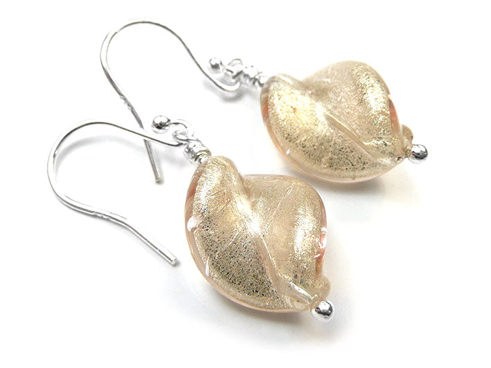 Murano Glass Twist Earrings - Champagne