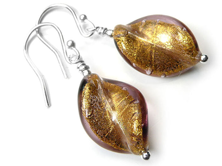 Murano Glass Twist Earrings - Chocolate