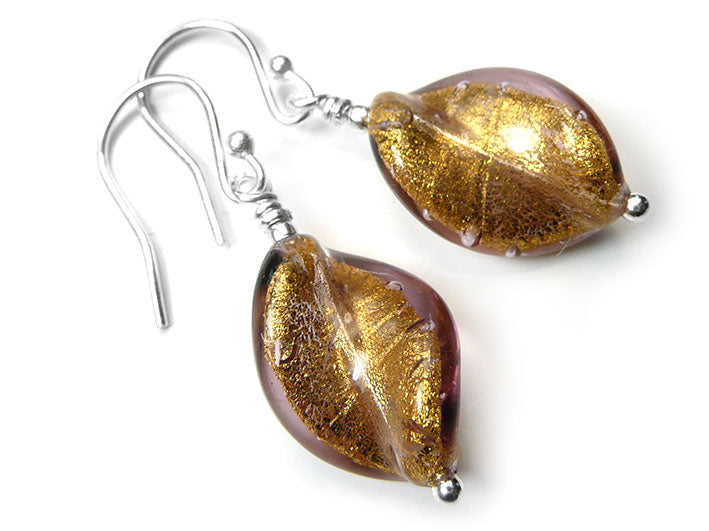 Murano Glass Twist Earrings - Chocolate