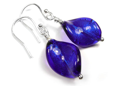 Murano Glass Twist Earrings - Electric