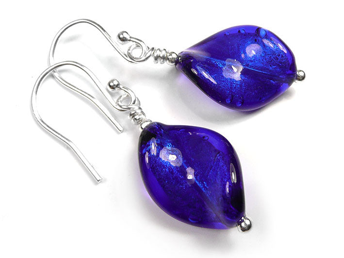 Murano Glass Twist Earrings - Electric
