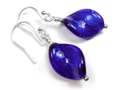Murano Glass Twist Earrings - Electric