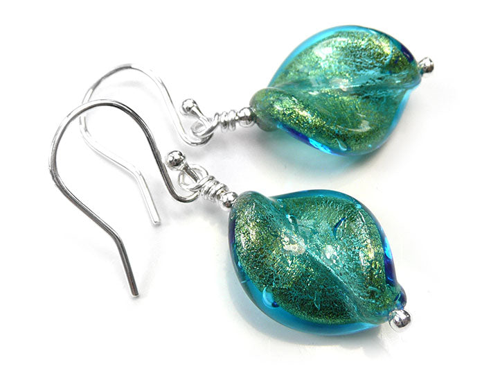 Murano Glass Twist Earrings - Kingfisher