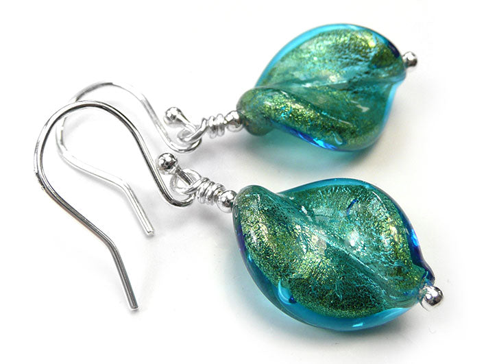 Murano Glass Twist Earrings - Kingfisher