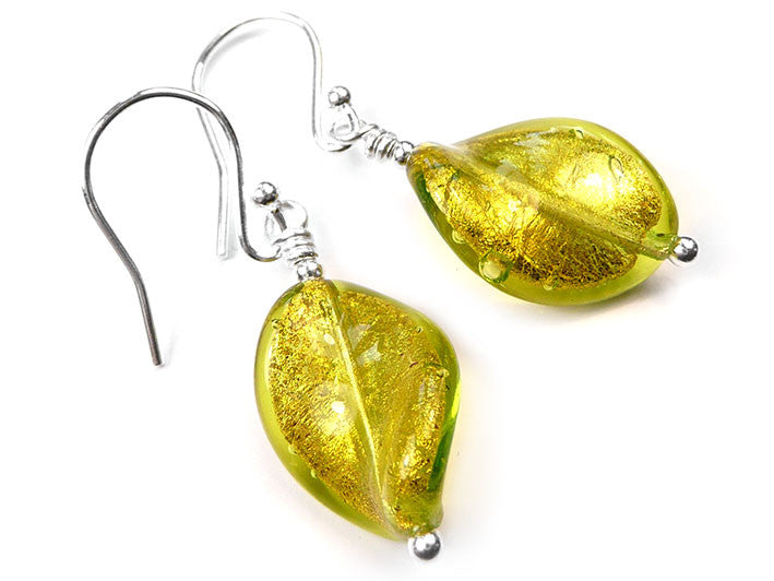 Murano Glass Twist Earrings - Lime