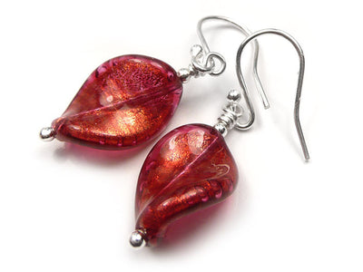 Murano Glass Twist Earrings - Rubino