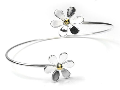 Silver Bangle - Daisy Wrap