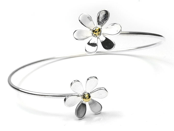 Silver Bangle - Daisy Wrap