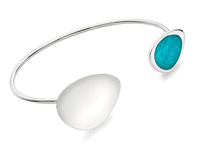 Silver Bangle - Turquoise Pebble