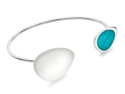 Silver Bangle - Turquoise Pebble