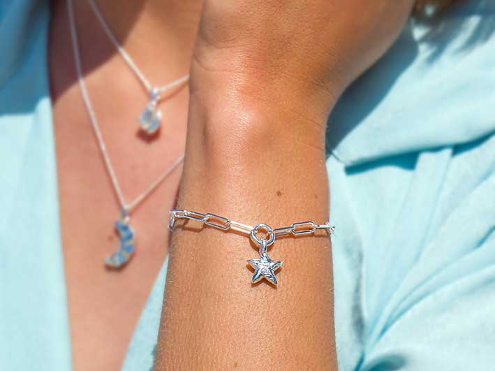 Silver Bracelet - Textured Star