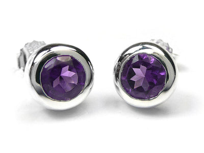 Silver Earrings - Amethyst